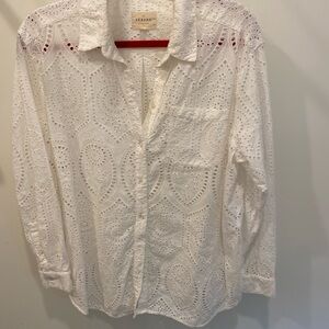 Sezane Eyelet Button-Up Shirt